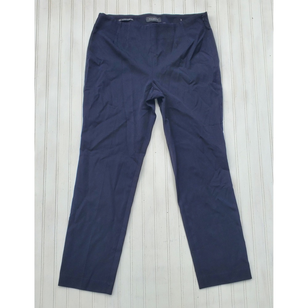 Talbots Bi-Stretch Straight Leg 10P Navy Blue Side Zip Petite Trousers Corpcore